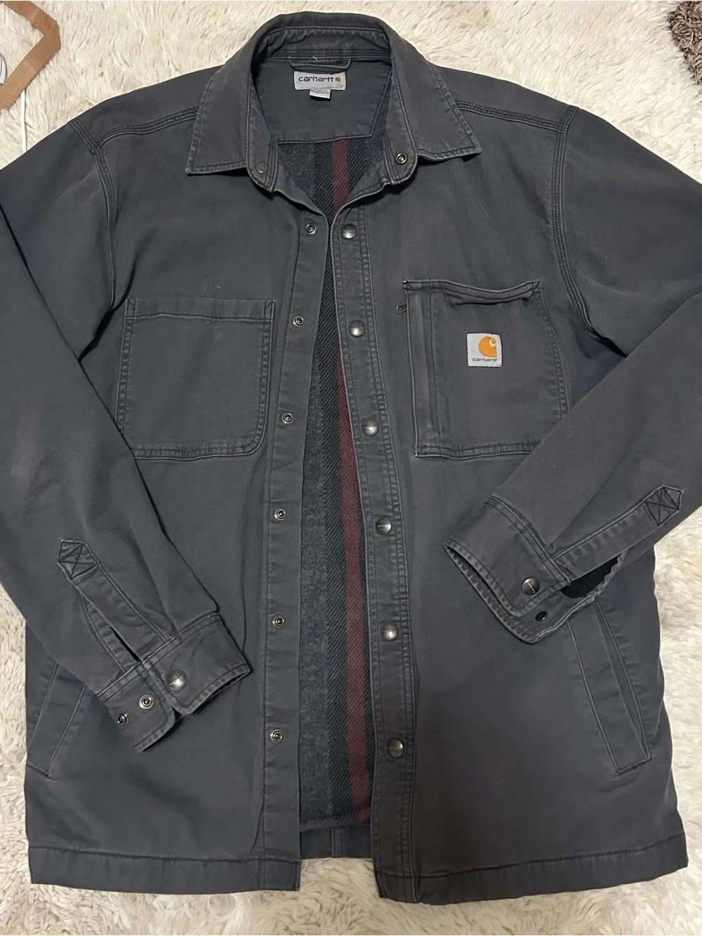Carhartt Men's Charcoal Work Jacket with Lining